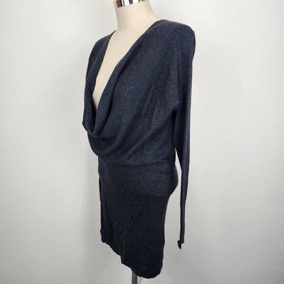 Lululemon Serenity Sweater Wrap Tunic Dress 6 Gray Reversible Cowl Neck W3408S - Picture 3 of 12